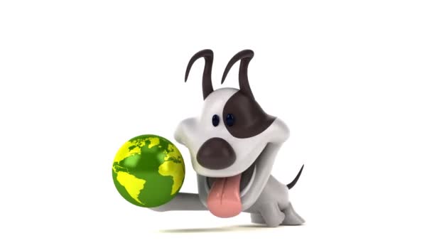 Rolig Tecknad Figur Med Planet Animation — Stockvideo