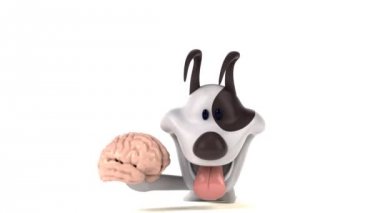 Eğlenceli çizgi film karakteri ile beyin - 3d animasyon 