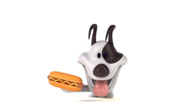 带热狗的卡通人物 3D动画 — 图库视频影像