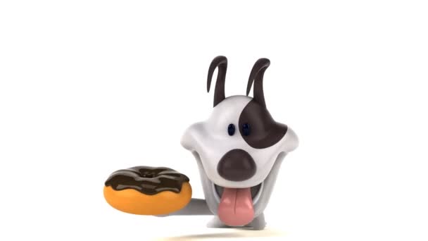 Rolig Tecknad Figur Med Donut Animation — Stockvideo