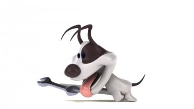 eğlenceli çizgi film karakteri ile araç - 3d animasyon 