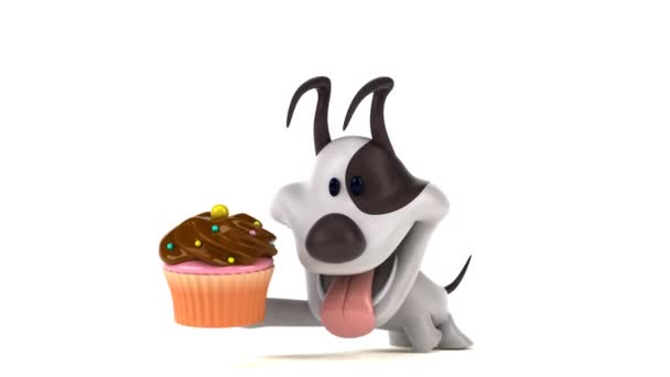 Spaß Cartoon Figur Mit Cupcake Animation — Stockvideo