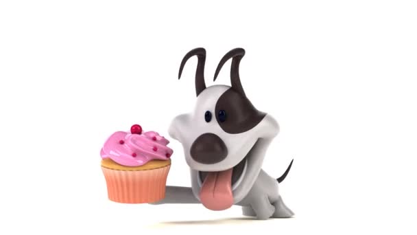 Rolig Tecknad Figur Med Cupcake Animation — Stockvideo