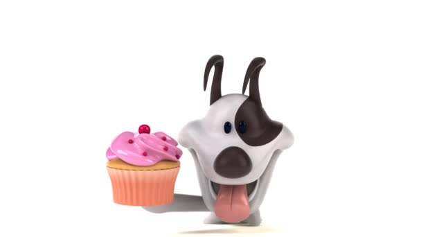 Divertido Personaje Dibujos Animados Con Cupcake Animación — Vídeo de stock