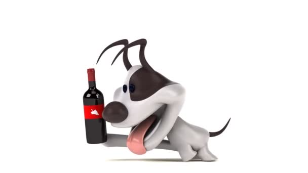 ワインと楽しい漫画のキャラクター 3Dアニメーション — ストック動画