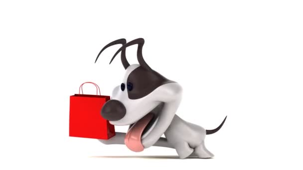 Divertente Personaggio Dei Cartoni Animati Con Shopping Bag Animazione — Video Stock