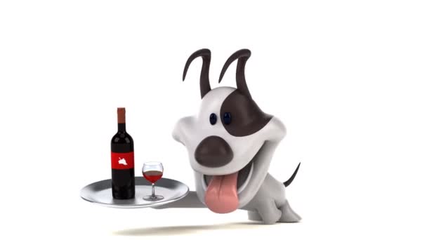 Divertido Personaje Dibujos Animados Con Vino Animación — Vídeo de stock