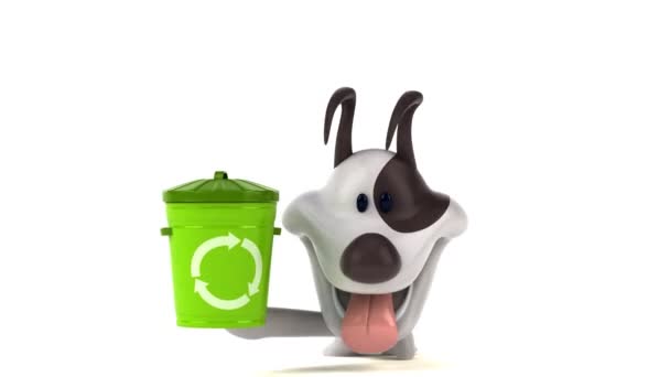 Çöp Kutusuyla Eğlenceli Çizgi Film Karakteri Boyutlu Animasyon — Stok video