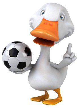 Eğlenceli çizgi film karakteri ile topu - 3d çizim