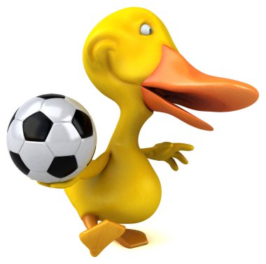 Eğlenceli çizgi film karakteri ile topu - 3d çizim