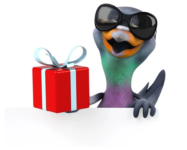 Leuk Personage Met Gift Illustratie — Stockfoto