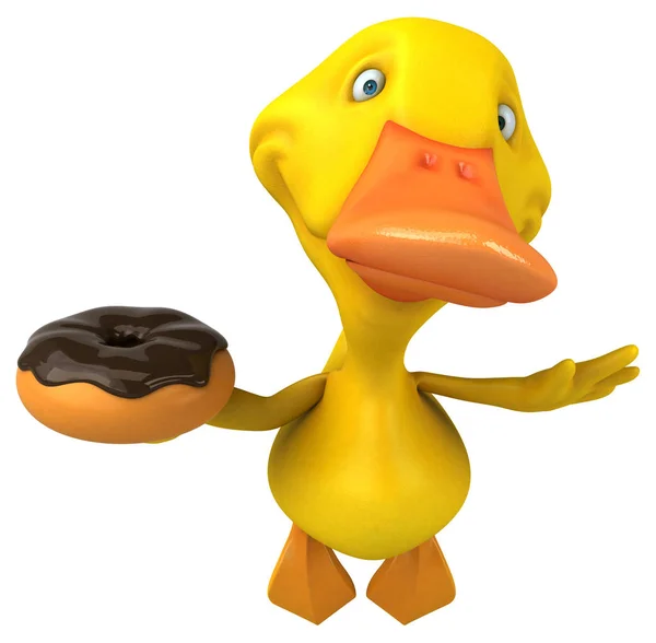 Rolig Tecknad Figur Med Donut Illustration — Stockfoto