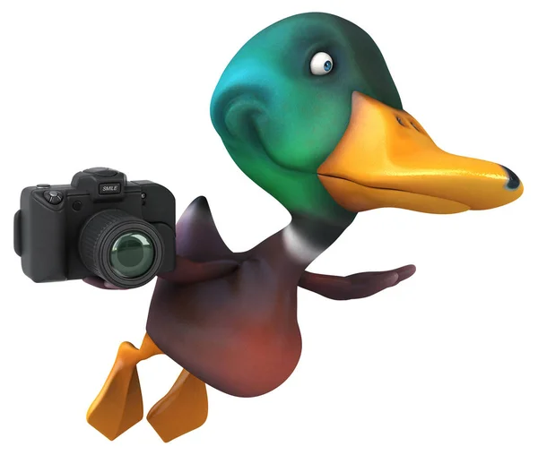 Divertente Personaggio Dei Cartoni Animati Con Fotocamera Illustrazione — Foto Stock