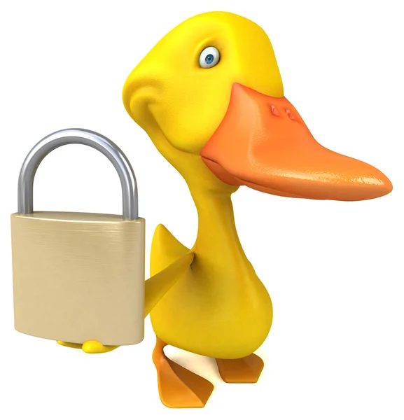 Fun Cartoon Character Lock Illustration — Stock Photo, Image