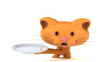 Eğlenceli çizgi film karakteri ile plaka - 3d animasyon