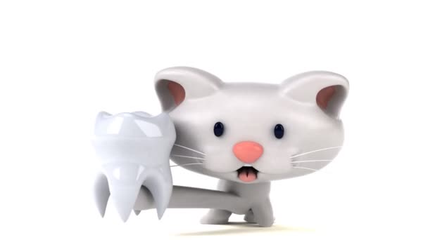 Fun Cartoon Character Tooth Animation — Stock Video