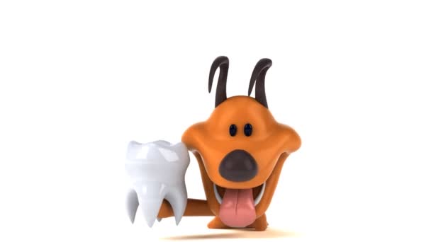 Διασκεδαστικός Χαρακτήρας Κινουμένων Σχεδίων Δόντι Animation — Αρχείο Βίντεο