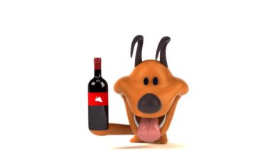 Şaraplı komik çizgi film karakteri - 3 boyutlu animasyon 