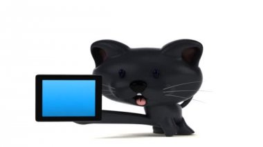 Tabletli eğlenceli çizgi film karakteri - 3 boyutlu animasyon