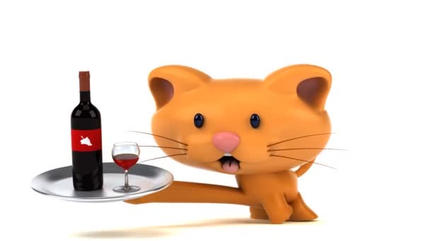 Divertido Personaje Dibujos Animados Con Vino Animación — Vídeo de stock