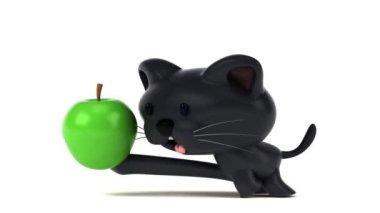 Eğlenceli çizgi film karakteri ile elma - 3d animasyon 