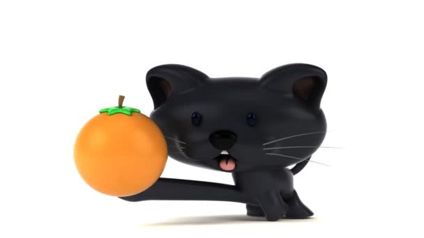 Spaßkatze Mit Orange Animation — Stockvideo