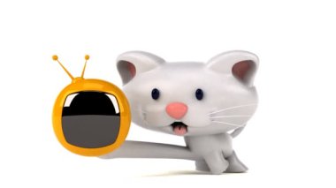 TV ile eğlenceli çizgi film karakteri - 3 boyutlu animasyon