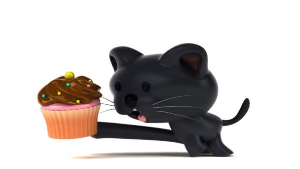 Rolig Tecknad Figur Med Cupcake Animation — Stockvideo