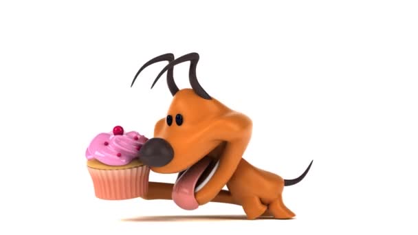Leuk Personage Met Cupcake Animatie — Stockvideo