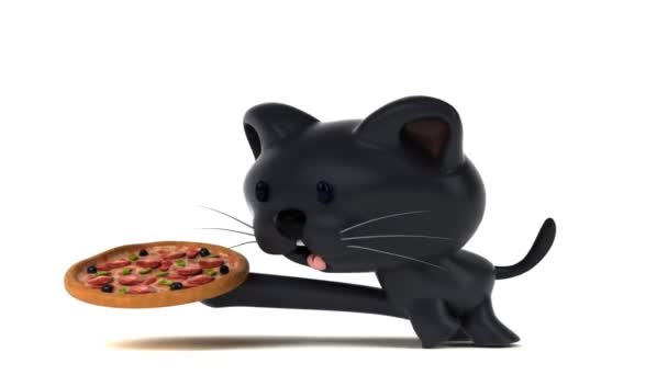 Lustige Cartoon Figur Mit Pizza Animation — Stockvideo