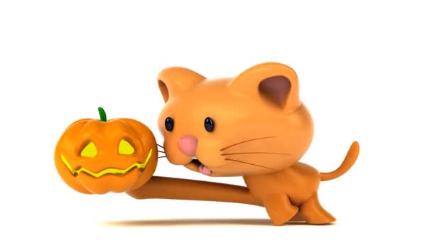 Divertido Personaje Dibujos Animados Con Calabaza Animación — Vídeos de Stock