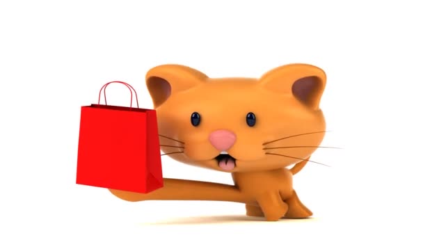 Divertido Personaje Dibujos Animados Con Bolsa Compras Animación — Vídeo de stock