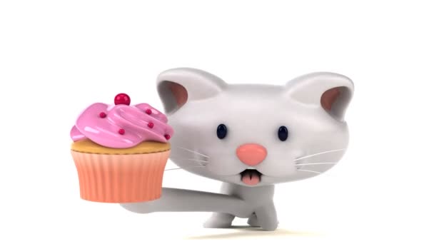 Rolig Tecknad Figur Med Cupcake Animation — Stockvideo