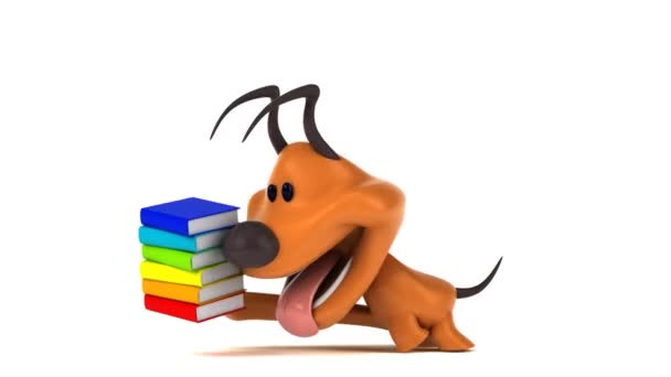 Personagem Desenho Animado Divertido Com Livros Animação — Vídeo de Stock