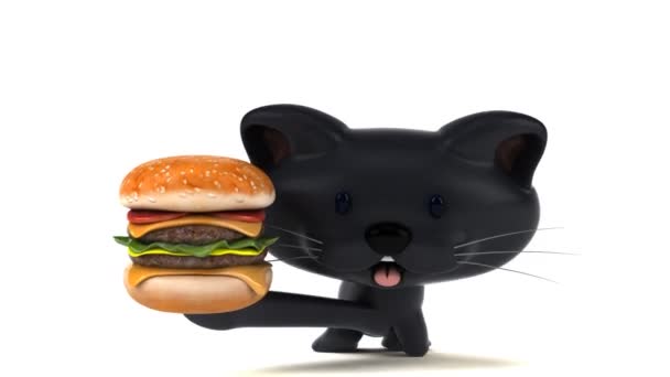 Divertido Personaje Dibujos Animados Con Hamburguesa Animación — Vídeos de Stock