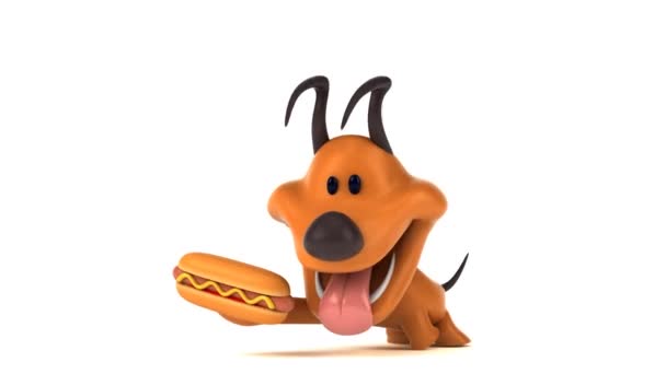 Amusant personnage de dessin animé avec hotdog - animation 3D 