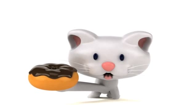 Rolig Tecknad Figur Med Donut Animation — Stockvideo