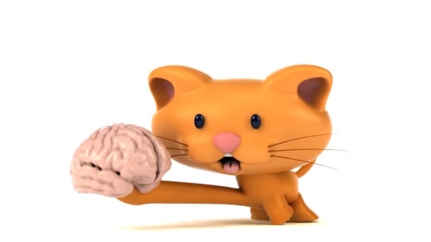 Spaß Cartoon Figur Mit Gehirn Animation — Stockvideo