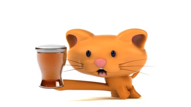 Fun Cartoon Character Beer Animation — Stock Video