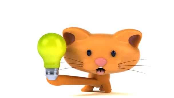 Fun Cartoon Character Light Bulb Animation — Stock Video