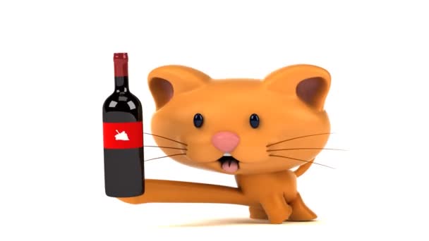 Lustige Cartoon Figur Mit Wein Animation — Stockvideo
