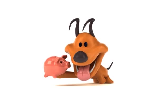 Fun Cartoon Character Piggy Bank Animation — Stock Video