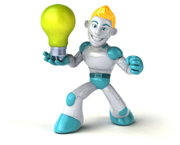 Rolig Tecknad Figur Med Lampa Illustration — Stockfoto