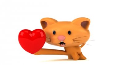 Kalbi olan eğlenceli çizgi film karakteri - 3 boyutlu animasyon 