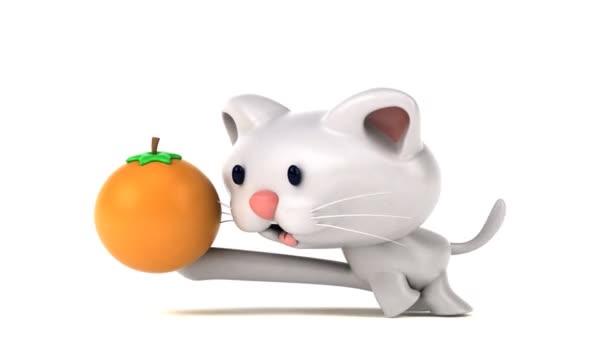 Gato Divertido Con Naranja Animación — Vídeo de stock