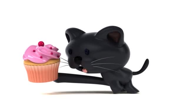 Spaß Cartoon Figur Mit Cupcake Animation — Stockvideo