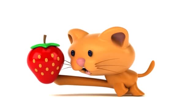 Fun Cartoon Character Strawberry Animation — Stock Video