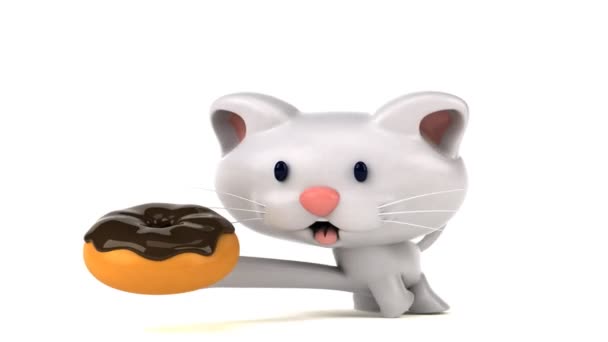 Rolig Tecknad Figur Med Donut Animation — Stockvideo