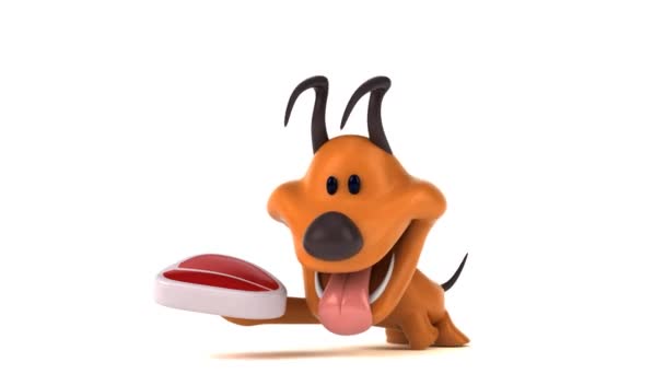 personnage de dessin animé amusant avec de la viande - animation 3D  