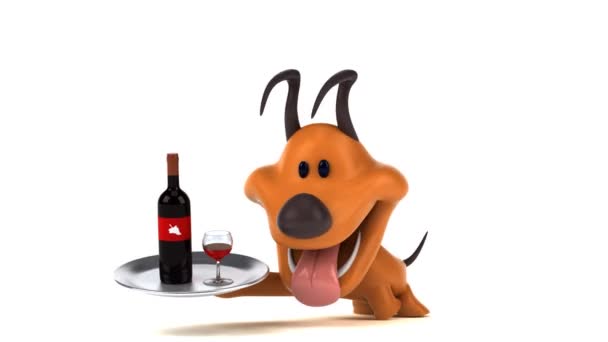 Lustige Cartoon Figur Mit Wein Animation — Stockvideo
